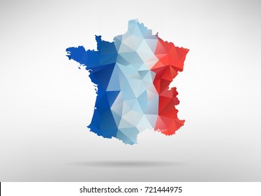 Original French map vector illustration with abstract flag background