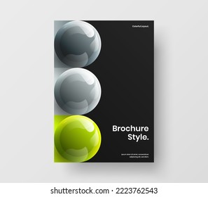 Original front page design vector illustration. Multicolored 3D spheres catalog cover template.
