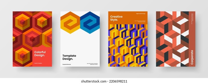 Conjunto de diseño de vector de página principal original. Composición de ilustración de informe anual de formas geométricas vívidas.