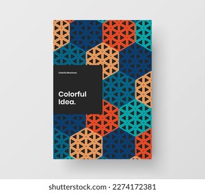 Original front page vector design template. Simple mosaic tiles journal cover layout.