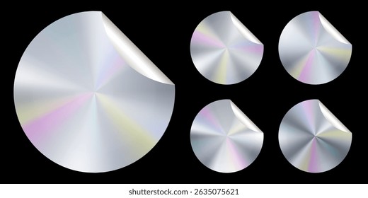 Original genuine holograph sticker assurance. Silver platinum label tape stamp. Limited edition metal gradient circle. Best quality certification empty holo icon. Round vector foil on black background