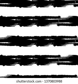 Original geometric background. Horizontal stripes. Striped seamless pattern. Abstract stripes. Hand drawing, brushes. Modern textures. Black and white drawing