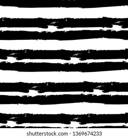 Original geometric background. Striped seamless pattern. Abstract stripes. Hand drawing, brushes, blots. Modern . Horizontal stripes. Black and white drawing
