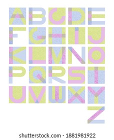 Original geometric font. Latin alphabet. The letters are written in a square shape. A set for creating your own design.