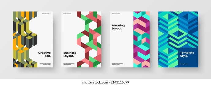 Original geometrische Hexagons Broschüren-Layout-Paket. Minimalistisches Unternehmen decken A4 Design Vektor Konzept Set.