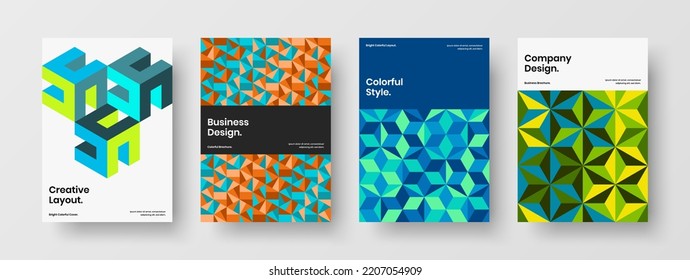 Original geometrische Hexagons Poster-Layout-Paket. Vivid Unternehmen decken A4 Design Vektorgrafik-Komposition.