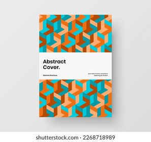 Original geometric hexagons presentation template. Trendy leaflet A4 design vector layout.