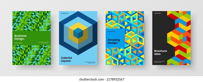 Paquete de ilustración de banner de patrón geométrico original. Increíble composición del concepto de diseño de vectores de la página principal A4.