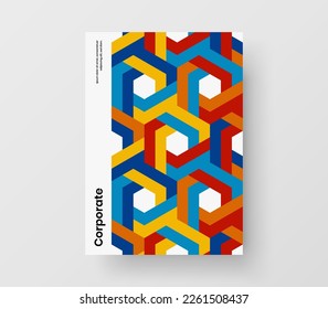 Original geometric pattern booklet illustration. Premium catalog cover A4 vector design template.