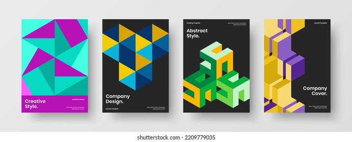 Original geometric pattern cover layout composition. Creative pamphlet A4 design vector illustration collection.