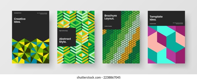 Original geometric shapes corporate identity concept composition. Minimalistic company cover A4 vector design layout bundle.