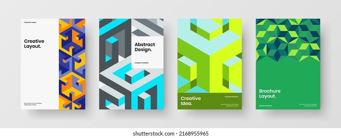 Conjunto de diseño de folletos de formas geométricas originales. Colección de concepto de diseño vectorial A4 del folleto luminoso.
