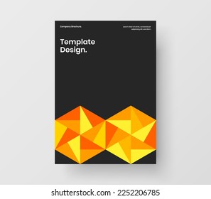 Original geometric tiles annual report template. Abstract poster A4 design vector layout.