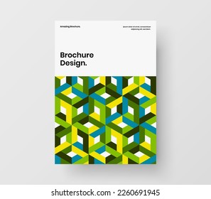 Diseño original del folleto de azulejos geométricos. Concepto de vector de diseño de informes anuales premium.