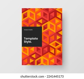 Concepto original de postal de azulejos geométricos. Cubierta de libro creativa plantilla de diseño de vector A4.