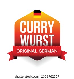 Original German Curry wurst label red sticker