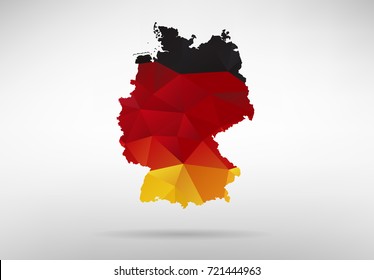 Original German Map Vector Illustration With Abstract Flag Background