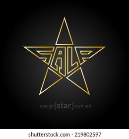 The original Gold star with description sale vector illustration
