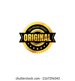 Original golden label product luxury elegant business icon for product logo design Premium Vector