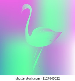 Original gradient background with flamingo shadow. Cute colorful texture. Bright and unusual wallpaper with flamingo.