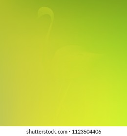 Original gradient background in green and yellow tones. Amazing gradient texture with flamingo. Eco-oriented gradient wallpaper.