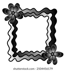 Original gray frame decorated with flowers