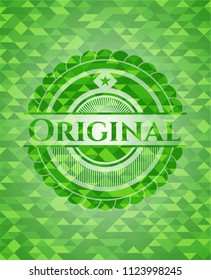 Original green emblem. Mosaic background