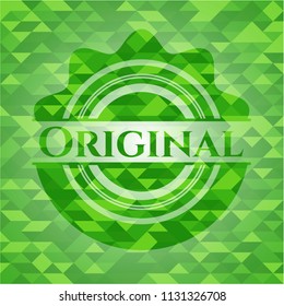 Original green emblem with triangle mosaic background