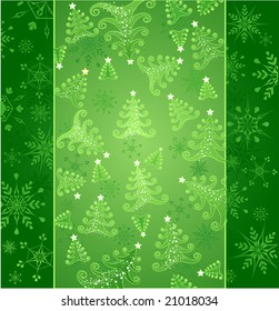 original green new-year background from stylized snowflakes and  christmas tree