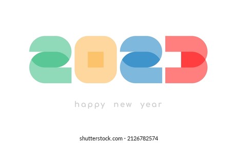 Original greetings for the new year 2023, made in mine-malesque trendy style using geometric shapes. For branding, banner, cover, postcard.