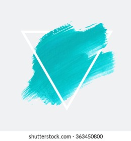 Original grunge brush paint texture design acrylic stroke poster over triangle frame vector. Original rough paper hand painted vector. Perfect design for headline, logo and banner. 