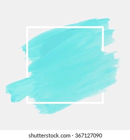 Original grunge brush paint texture design logo acrylic stroke poster over square frame vector. Rough paper hand painted vector. Perfect element design for headline, logo and banner. 