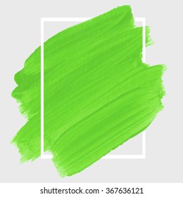 Original grunge brush paint texture design logo acrylic stroke poster over square frame vector. Rough paper hand painted vector. Perfect element design for headline, logo and banner. 