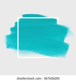 Original grunge brush paint texture design logo acrylic stroke poster over square frame vector. Rough paper hand painted vector. Perfect element design for headline, logo and banner. 