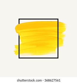 Original grunge brush paint texture design acrylic stroke poster over square frame vector. Original rough paper hand painted vector. Perfect design for headline, logo and banner. 