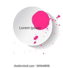 Original grunge brush paint texture design acrylic stroke poster over circle frame vector. Watercolor red drops. Original rough paper hand painted vector.