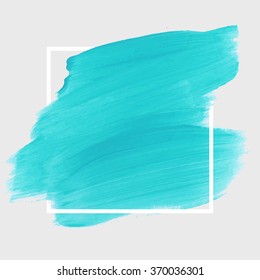 Original grunge brush paint texture design acrylic stroke poster over square frame vector. Original rough paper hand painted vector. Perfect design for headline, logo and banner. 