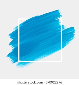 Original grunge brush paint texture design acrylic stroke poster over square frame vector. Original rough paper hand painted vector. Perfect design for headline, logo and banner. 