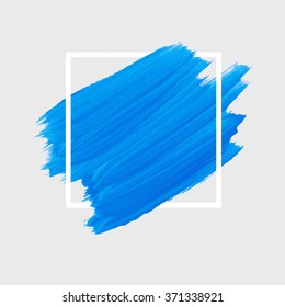 Original grunge brush paint texture design acrylic stroke poster over square frame vector. Original rough paper hand painted vector. Perfect design for headline, logo and banner. 