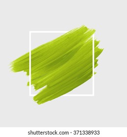 Original grunge brush paint texture design acrylic stroke poster over square frame vector. Original rough paper hand painted vector. Perfect design for headline, logo and banner. 