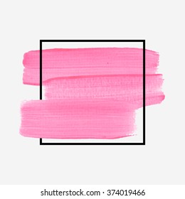 Original grunge brush paint texture design acrylic stroke poster over square frame vector. Original rough paper hand painted vector. Perfect design for headline, logo and banner. 
