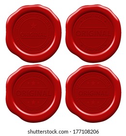 original guaranteed circle on sealing wax label set (vector)