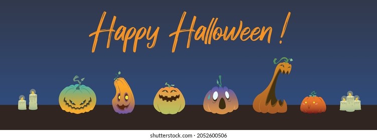 Original Halloween Pumpkin Collection Vector Illustration 