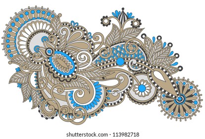 Set Paisley Elements Blue White Beige Stock Vector (Royalty Free) 726007915