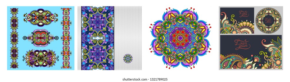original hand draw line art ornate flower design. Ukrainian traditional style