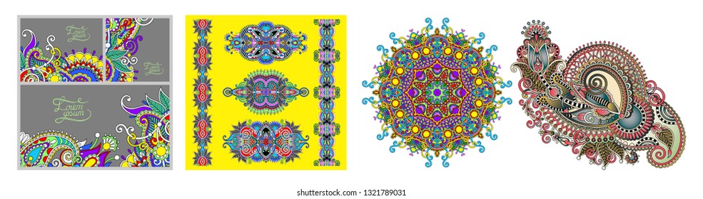 original hand draw line art ornate flower design. Ukrainian traditional style
