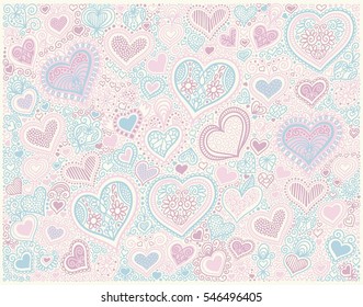 original hand drawing heart shape background in pastel colors to valentines day design, vector illustration