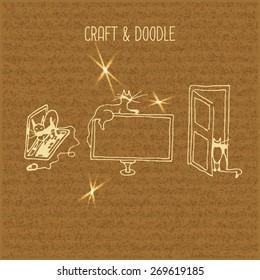 Original hand drawn doodle on the craft paper background