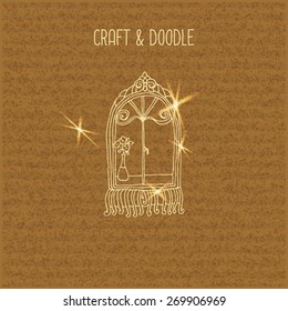 Original hand drawn doodle on the craft paper background