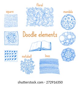 Original hand drawn doodles elements, isolated on white background. Vector illustration.